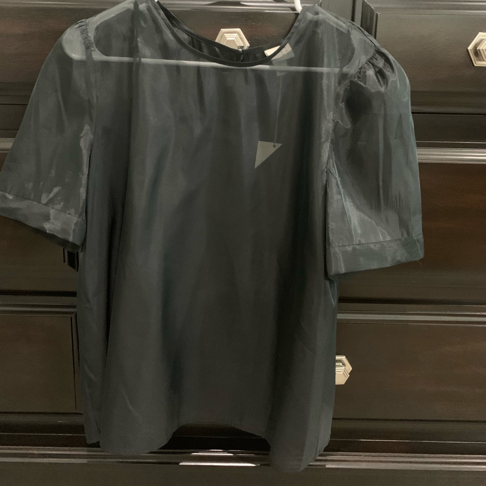 Two-layer black shimmery top